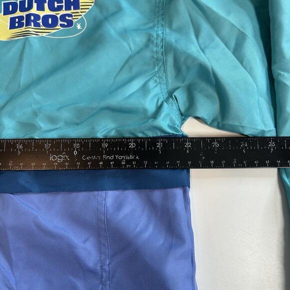Dutch Bros Coffee Men Jacket M Blue Colorblock Windbreaker Hooded 1/4 Zip - Picture 7 of 9